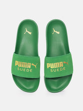 Load image into Gallery viewer, 1a74a102-41c1-4070-bffc-a8e42ec0d5931617798054608-Puma-Unisex-Green-Printed-Leadcat-FTR-Suede-Classic-Sliders-1.jpg
