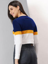 Load image into Gallery viewer, AUSK Women&#39;s Color Block Full Sleeve Crop Top
