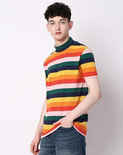 Load image into Gallery viewer, 7 Shores Cotton Stripes Half Sleeves Round Neck Mens T-Shirt
