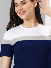 Load image into Gallery viewer, AUSK Women&#39;s Colorblocked Round Neck Half Sleeve Casual T-Shirt
