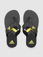 Load image into Gallery viewer, 5cc9fe2c-e2e2-4ccf-8972-d4beb068c2cd1623049471885-ADIDAS-Men-Black-Yellow-Colourblocked-Thong-Flip-Flops-4791-1.jpg
