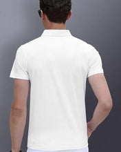 Load image into Gallery viewer, Ausk Men Printed Polo Neck Cotton Blend White T-Shirt
