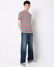 Load image into Gallery viewer, 7 Shores Cotton Stripes Half Sleeves Round Neck Mens T-Shirt
