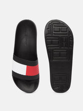 Load image into Gallery viewer, 6b5374df-c989-49c7-9930-81dd9ca28f411626350125170-Tommy-Hilfiger-Men-Black-Red-Colourblocked-Sliders-66416263-4.jpg
