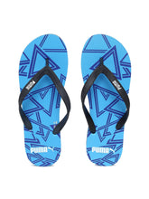 Load image into Gallery viewer, 7d3e8c2a-b2af-4932-963f-b54a4abd09fd1556184267400-Puma-Men-Black-Blue-Printed-Thong-Flip-Flops-77315561842657-1.jpg
