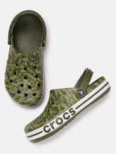 Load image into Gallery viewer, 8ccfd177-cfbb-46fe-804b-96e42590f71f1582517762762-Crocs-Unisex-Olive-Green-Printed-Clogs-3891582517761407-1.jpg
