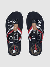 Load image into Gallery viewer, b841bc3d-a525-43d3-95fb-2b7a898910b41592207461678-Tommy-Hilfiger-Men-Navy-Blue-White-Printed-Thong-Flip-Flops-1.jpg
